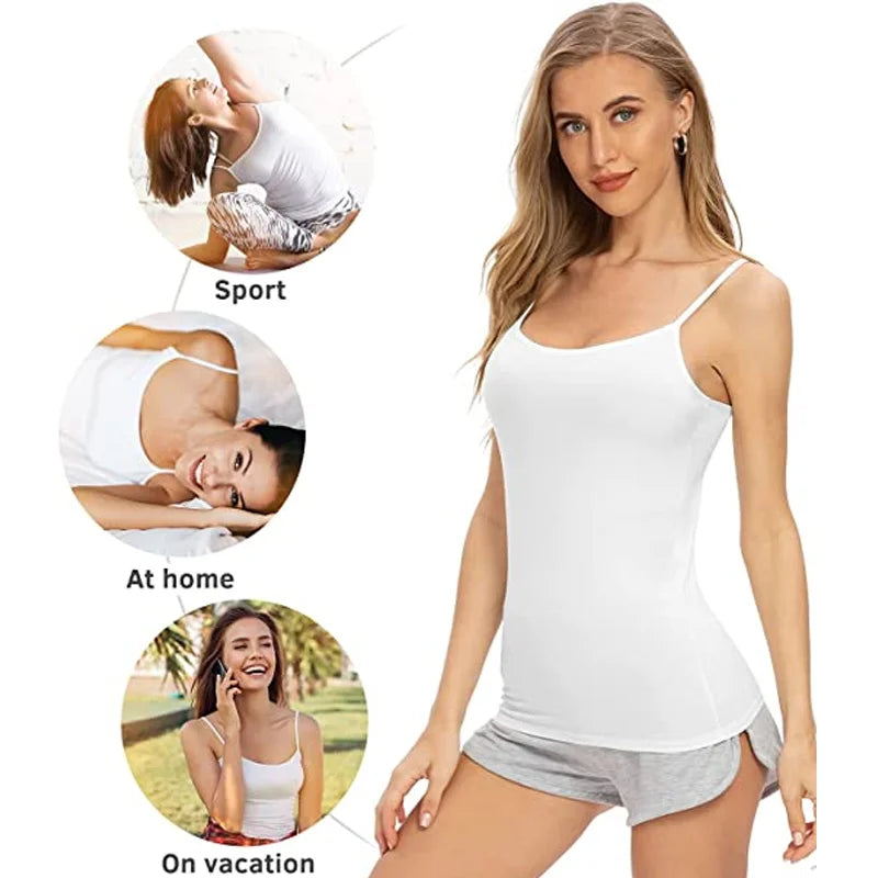 1/2pcs Women Sexy Camisoles Summer Strap Cotton Sleeveless Shirt Thin Vest Solid Top Simple Slim Base Vest Tops Female Undies