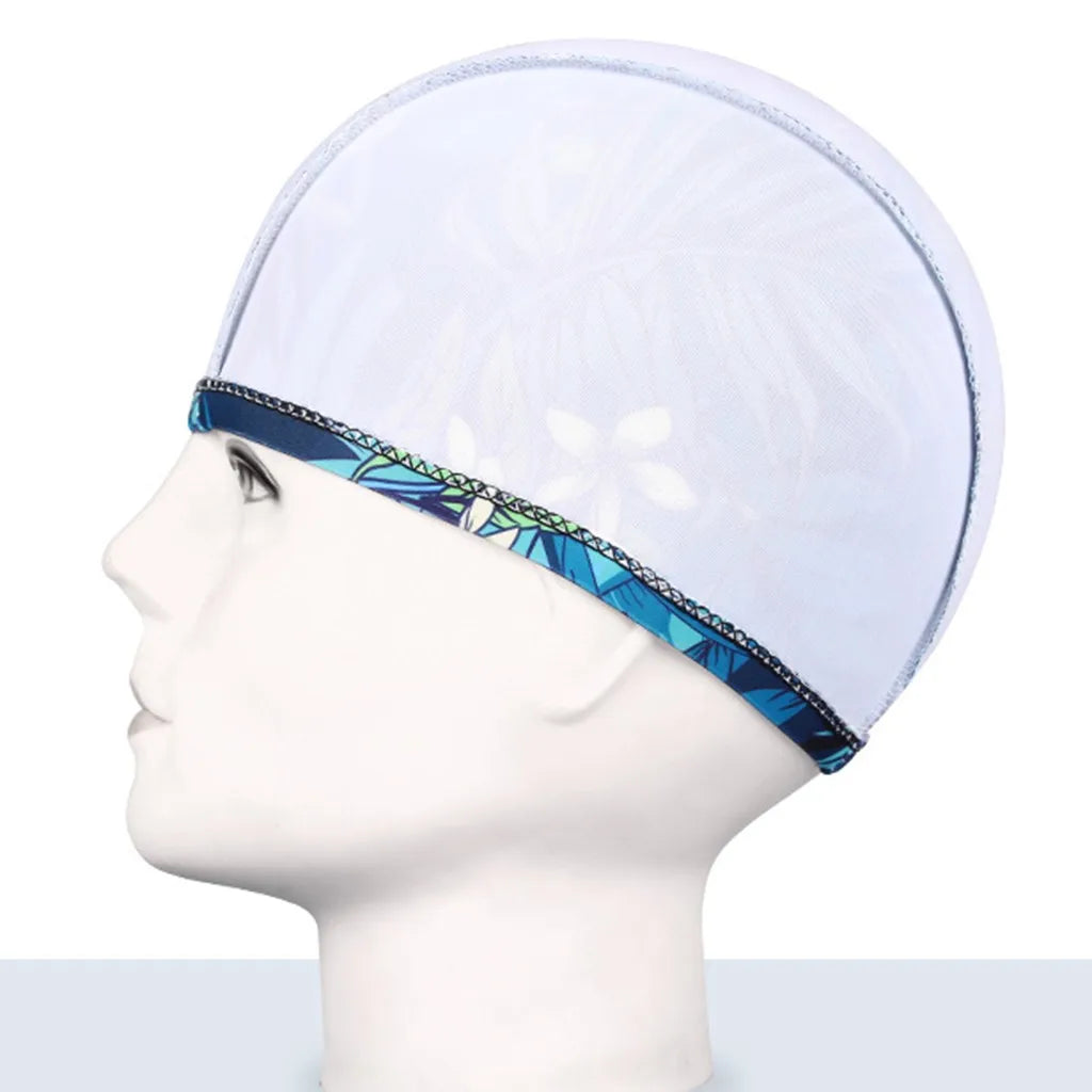 1PC Fashion Swimming Cap Men/Women Flowers Printed Long Hair Sports Swim Pool Bathing Hat Elastic Nylon Turban Sports Accessory