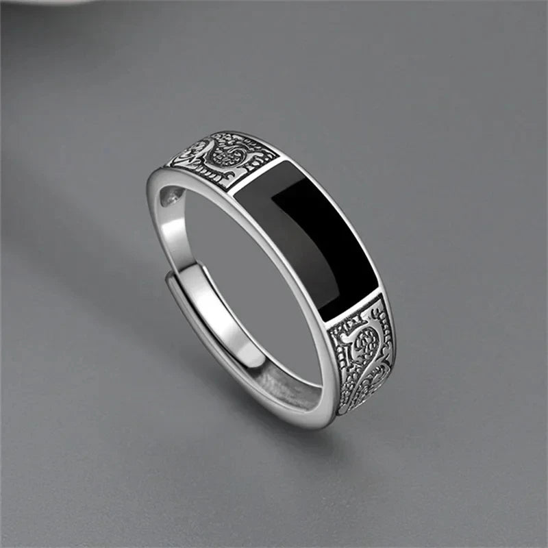 2024 Fashion New Vintage Dragon Pattern Rings Titanium Steel Opening Adjustable Rings for Hip Hop Men Single Party Couple Rings