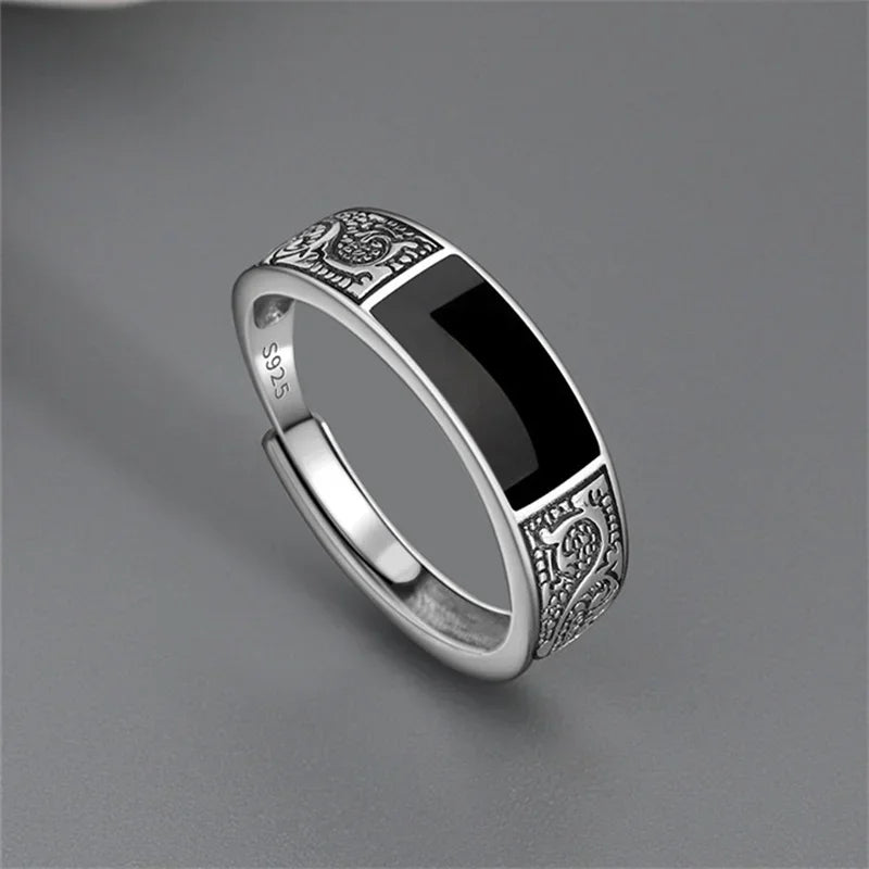 2024 Fashion New Vintage Dragon Pattern Rings Titanium Steel Opening Adjustable Rings for Hip Hop Men Single Party Couple Rings