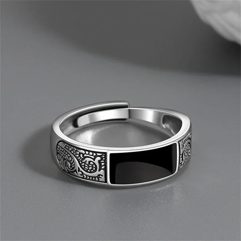 2024 Fashion New Vintage Dragon Pattern Rings Titanium Steel Opening Adjustable Rings for Hip Hop Men Single Party Couple Rings