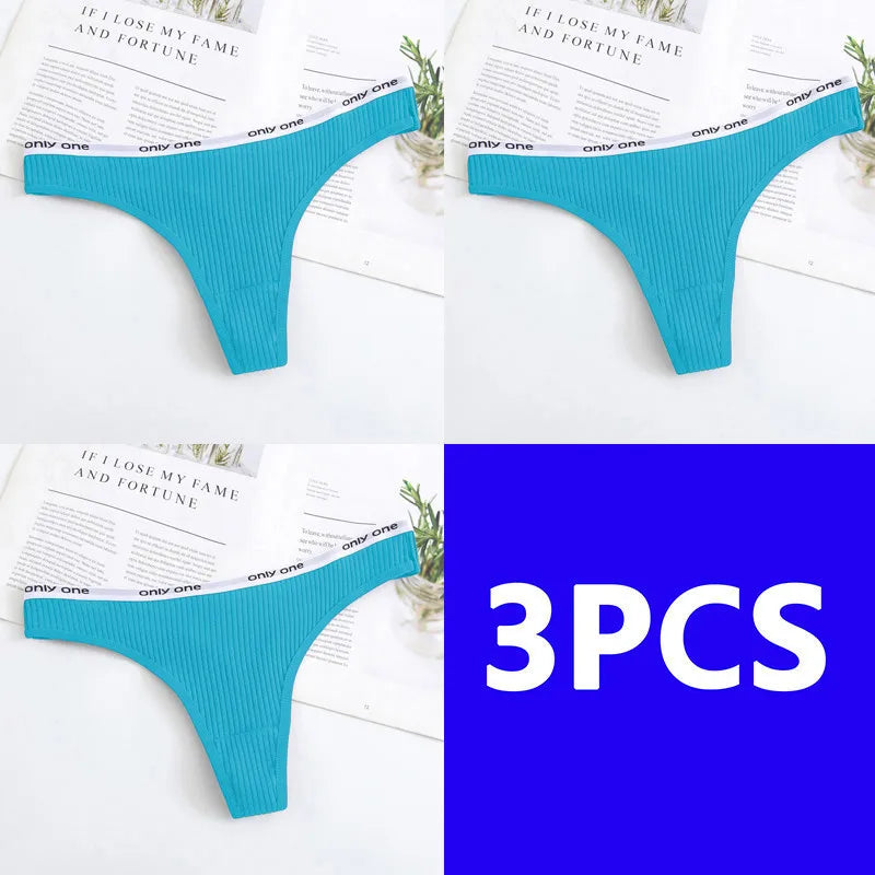 3PCS Thongs Women Sexy Panties Low Waist G-String Cotton Women Underwear Female Thong Womens Intimates Thongs Lingeries Tangas