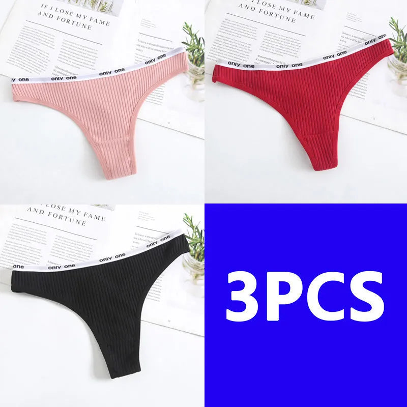 3PCS Thongs Women Sexy Panties Low Waist G-String Cotton Women Underwear Female Thong Womens Intimates Thongs Lingeries Tangas