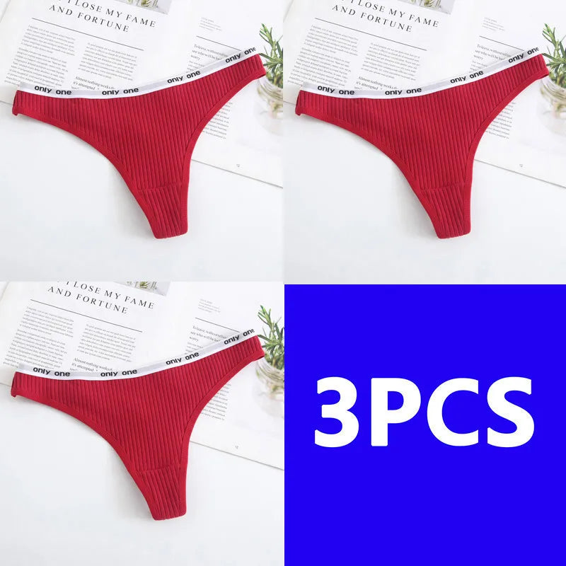 3PCS Thongs Women Sexy Panties Low Waist G-String Cotton Women Underwear Female Thong Womens Intimates Thongs Lingeries Tangas