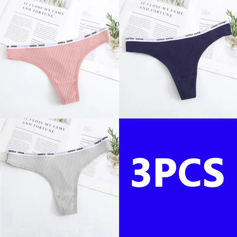 3PCS Thongs Women Sexy Panties Low Waist G-String Cotton Women Underwear Female Thong Womens Intimates Thongs Lingeries Tangas