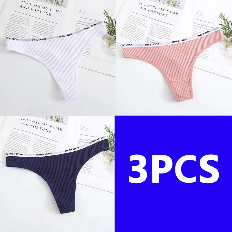 3PCS Thongs Women Sexy Panties Low Waist G-String Cotton Women Underwear Female Thong Womens Intimates Thongs Lingeries Tangas