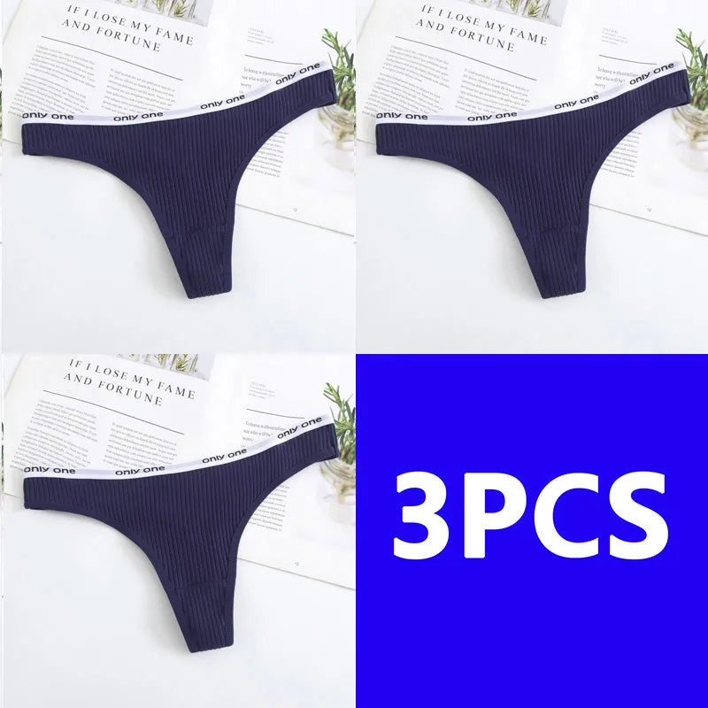3PCS Thongs Women Sexy Panties Low Waist G-String Cotton Women Underwear Female Thong Womens Intimates Thongs Lingeries Tangas
