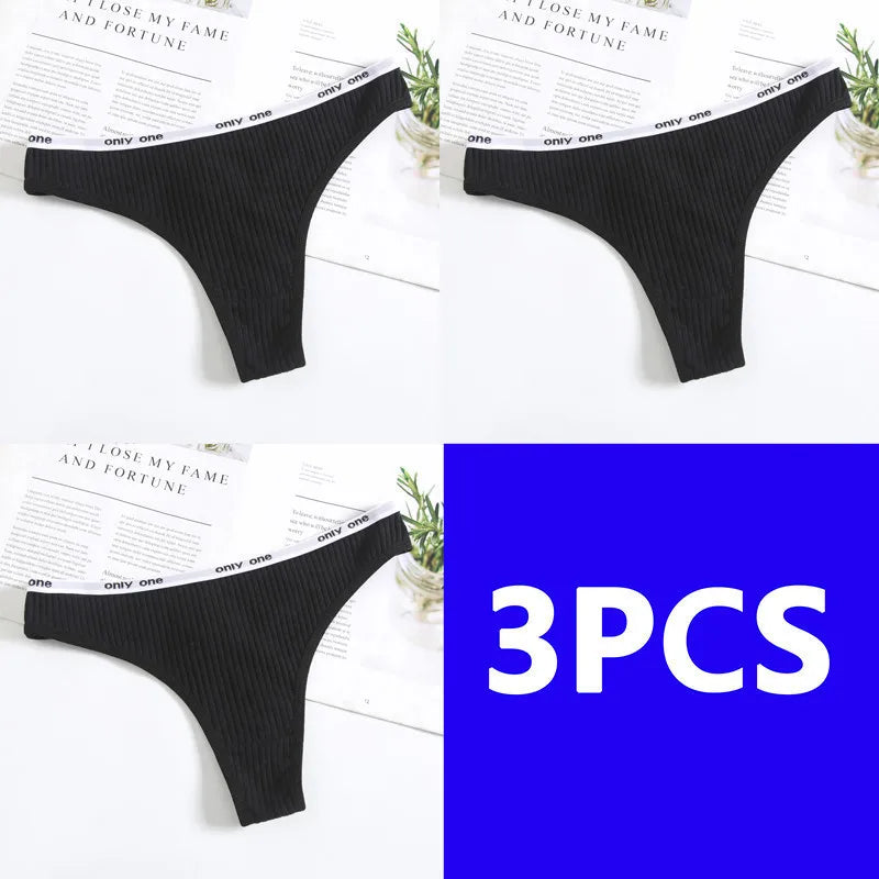 3PCS Thongs Women Sexy Panties Low Waist G-String Cotton Women Underwear Female Thong Womens Intimates Thongs Lingeries Tangas