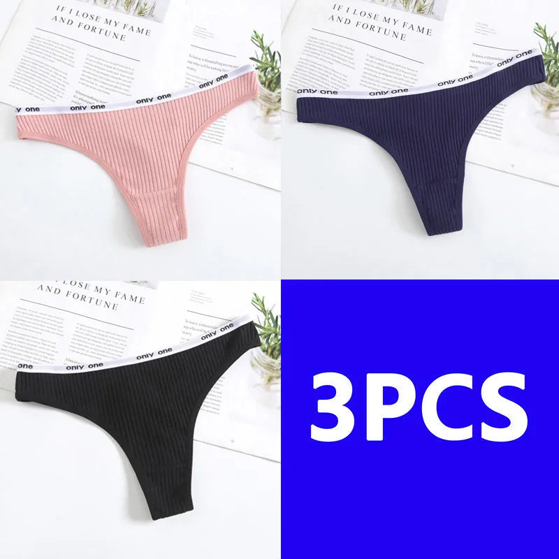 3PCS Thongs Women Sexy Panties Low Waist G-String Cotton Women Underwear Female Thong Womens Intimates Thongs Lingeries Tangas