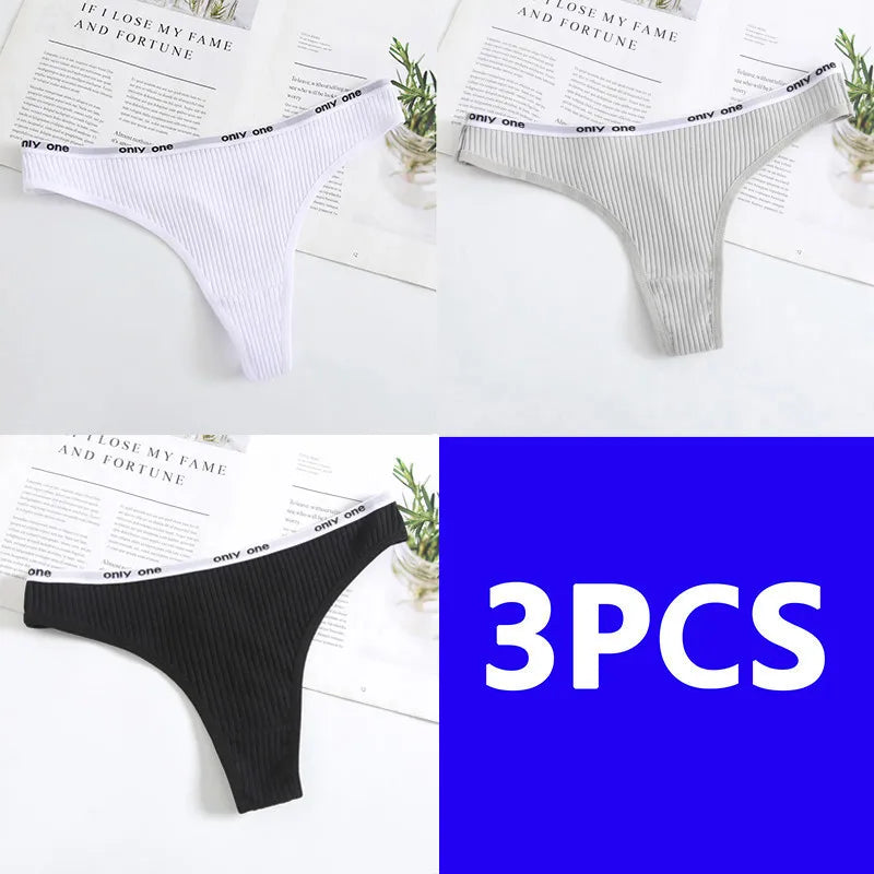 3PCS Thongs Women Sexy Panties Low Waist G-String Cotton Women Underwear Female Thong Womens Intimates Thongs Lingeries Tangas