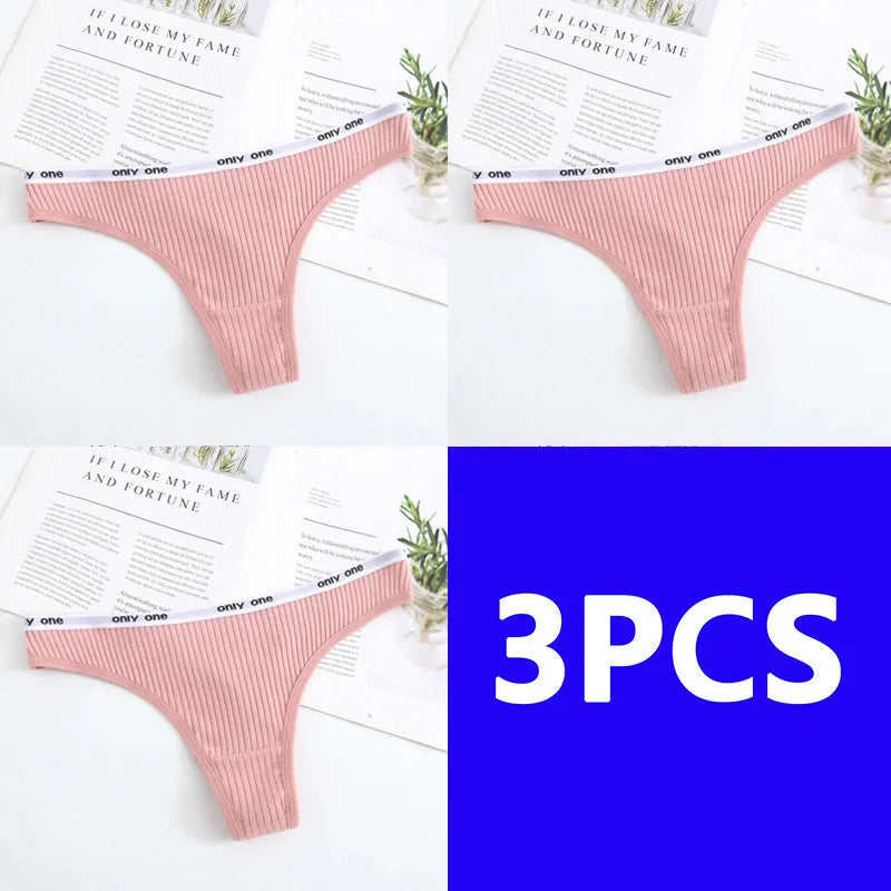 3PCS Thongs Women Sexy Panties Low Waist G-String Cotton Women Underwear Female Thong Womens Intimates Thongs Lingeries Tangas