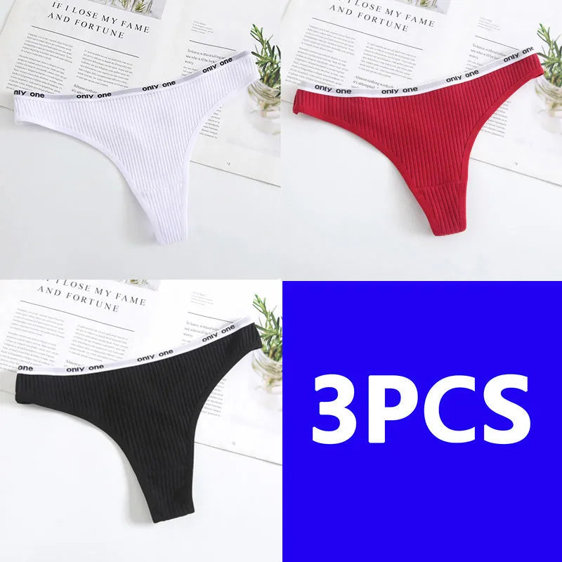 3PCS Thongs Women Sexy Panties Low Waist G-String Cotton Women Underwear Female Thong Womens Intimates Thongs Lingeries Tangas