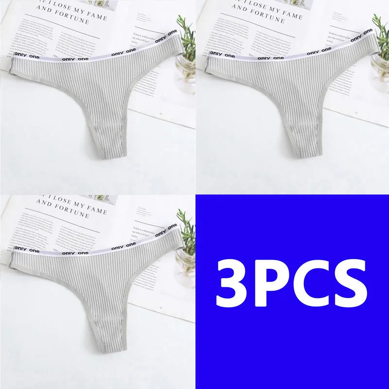 3PCS Thongs Women Sexy Panties Low Waist G-String Cotton Women Underwear Female Thong Womens Intimates Thongs Lingeries Tangas