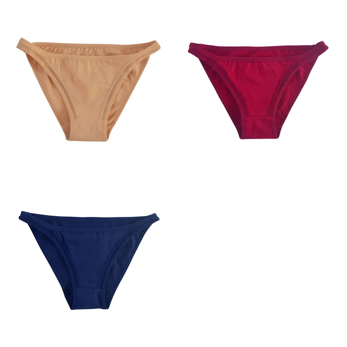 3Pcs/set Women Cotton Panties Low Rise Briefs Female Underpants Breathable Sexy Lingerie Seamless Underwear Mesh Pantys M-XL