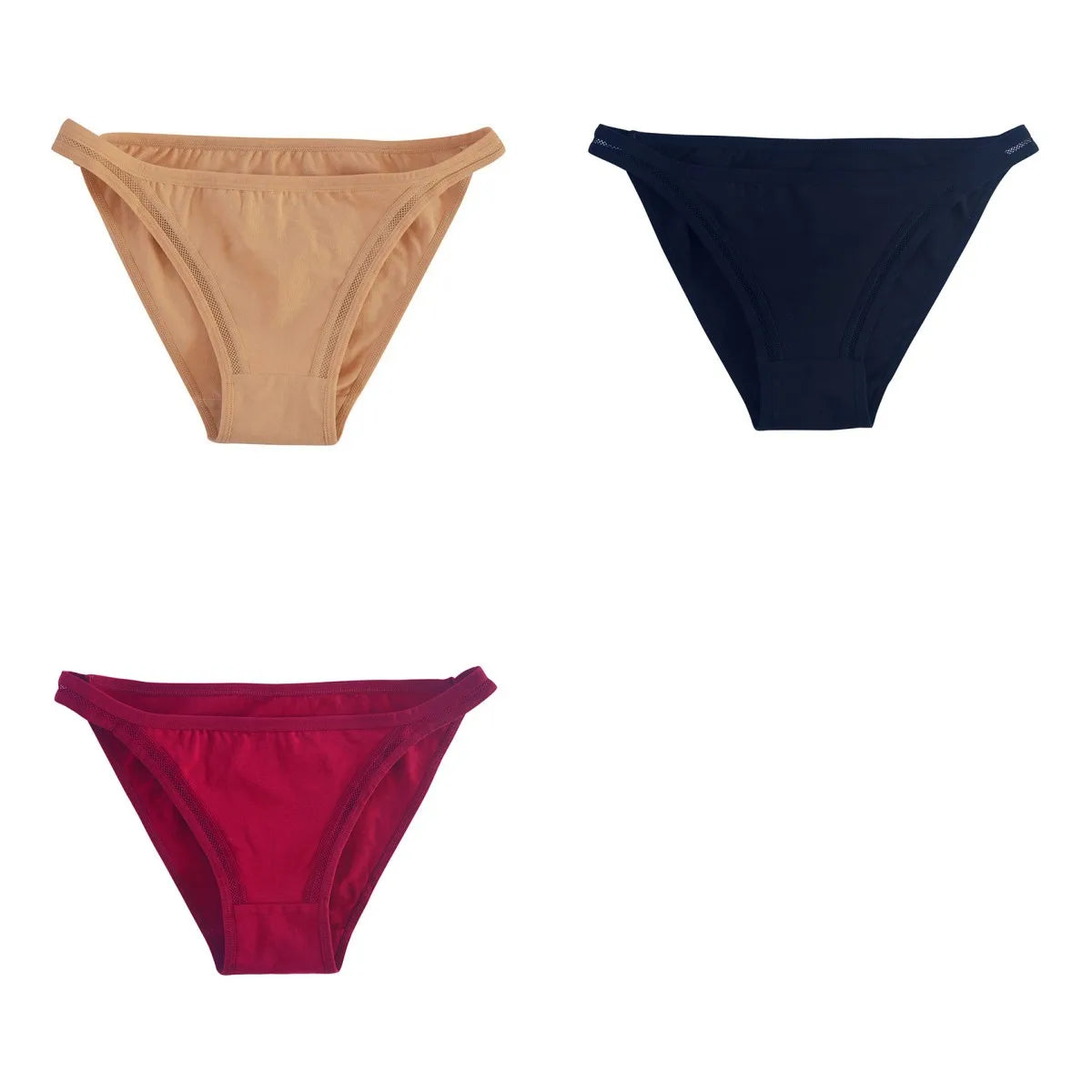 3Pcs/set Women Cotton Panties Low Rise Briefs Female Underpants Breathable Sexy Lingerie Seamless Underwear Mesh Pantys M-XL