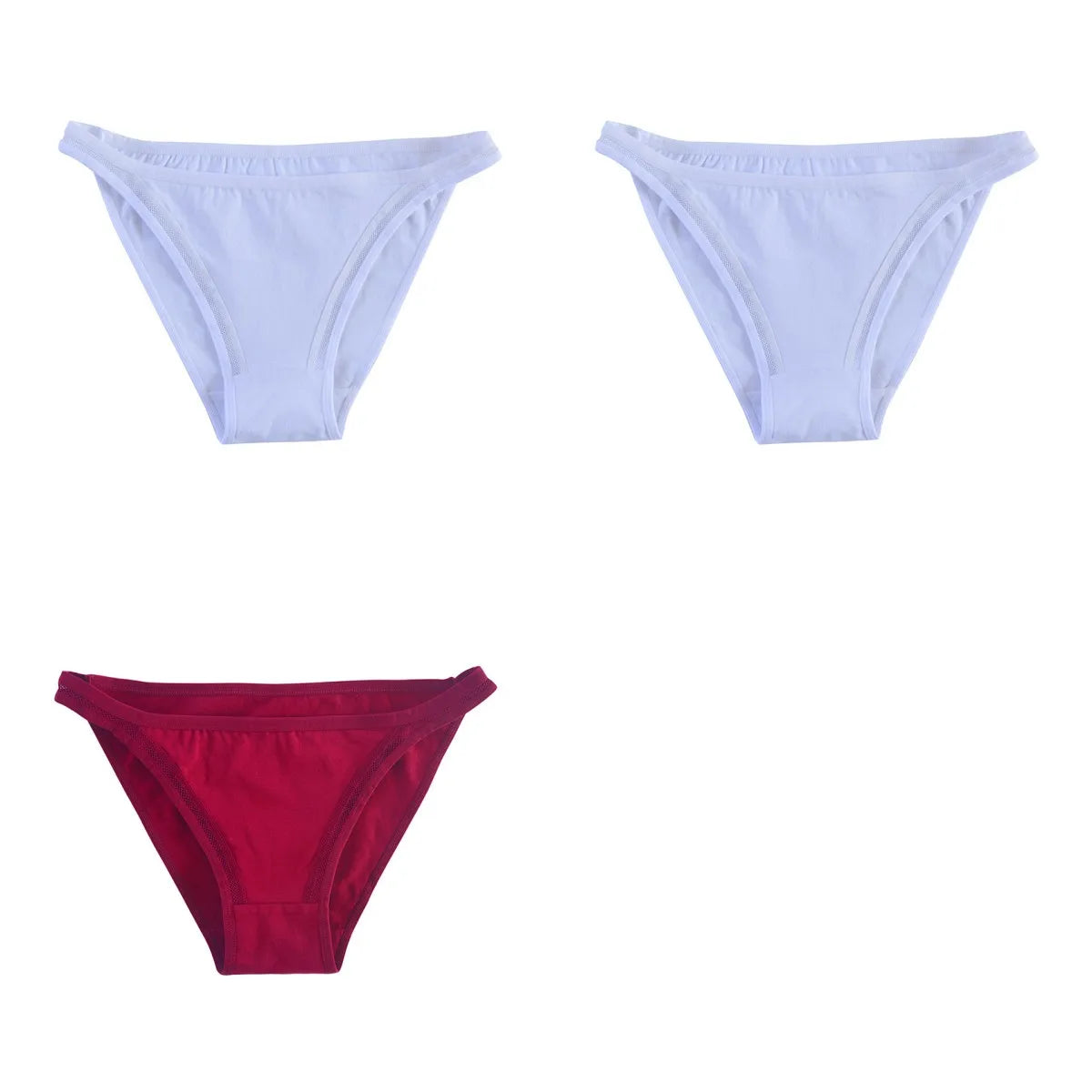 3Pcs/set Women Cotton Panties Low Rise Briefs Female Underpants Breathable Sexy Lingerie Seamless Underwear Mesh Pantys M-XL