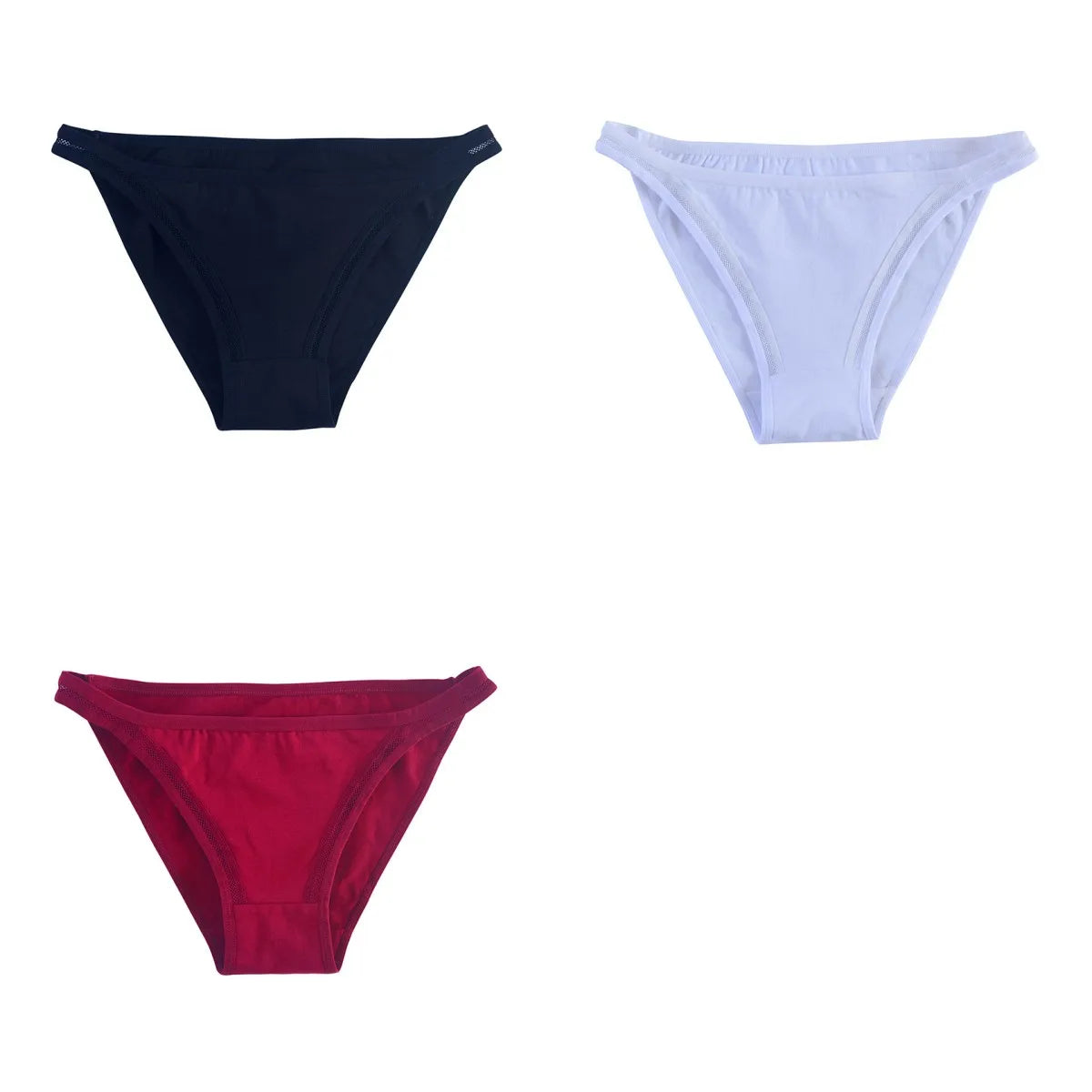 3Pcs/set Women Cotton Panties Low Rise Briefs Female Underpants Breathable Sexy Lingerie Seamless Underwear Mesh Pantys M-XL