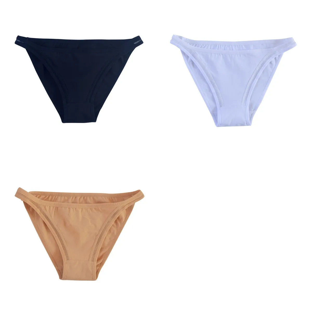 3Pcs/set Women Cotton Panties Low Rise Briefs Female Underpants Breathable Sexy Lingerie Seamless Underwear Mesh Pantys M-XL