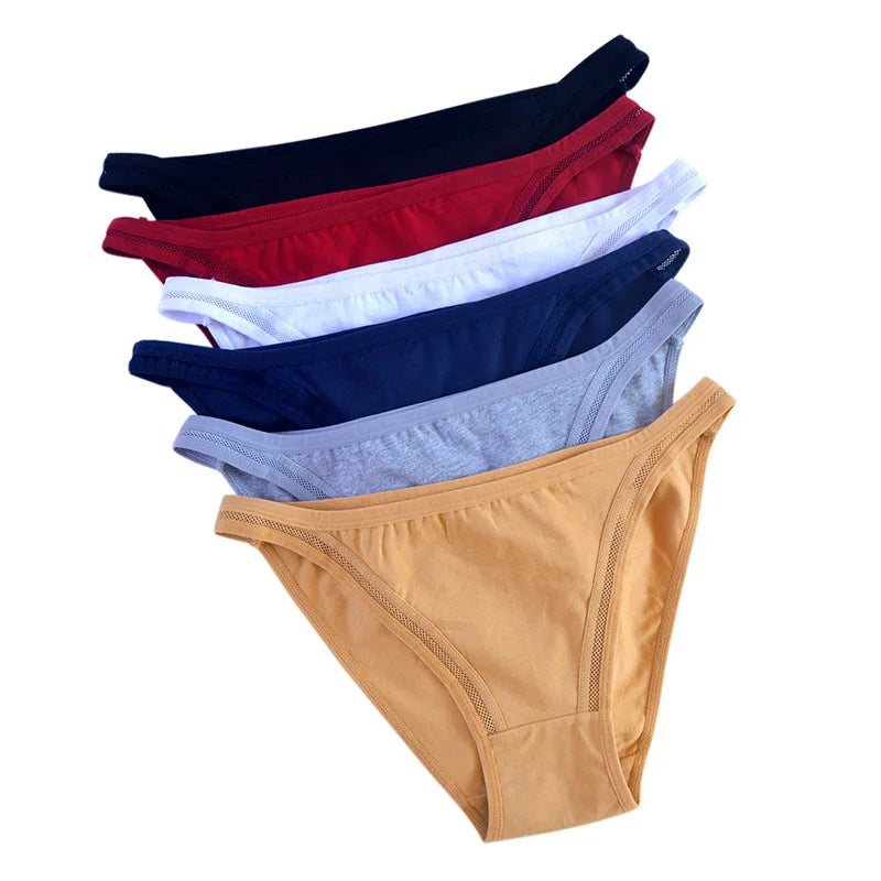 3Pcs/set Women Cotton Panties Low Rise Briefs Female Underpants Breathable Sexy Lingerie Seamless Underwear Mesh Pantys M-XL