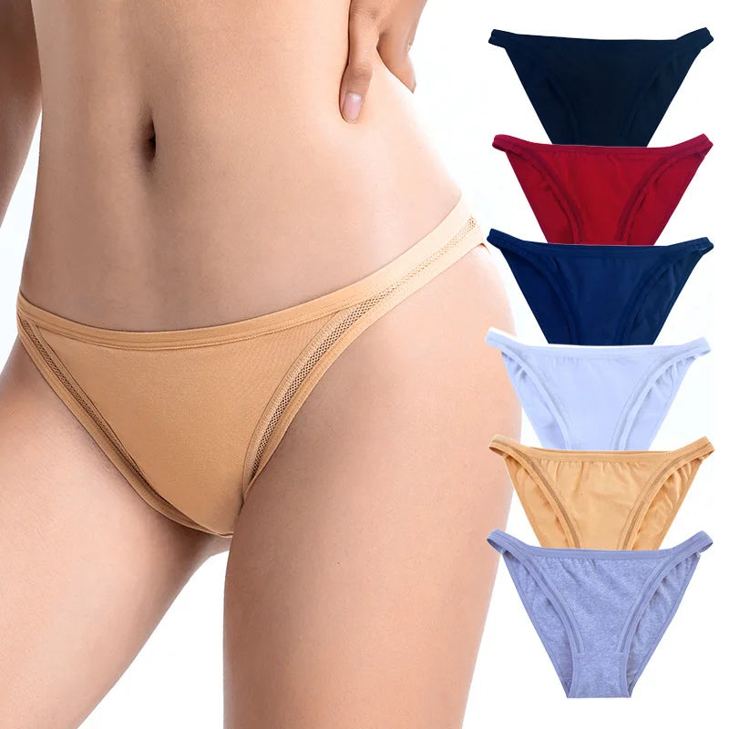 3Pcs/set Women Cotton Panties Low Rise Briefs Female Underpants Breathable Sexy Lingerie Seamless Underwear Mesh Pantys M-XL