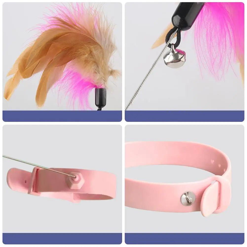 Cat Toys Feather Collar Self-healing Interactive Plaything Funny Cats Stick Multifunctional Collar Kitten Playing Pets Supplies