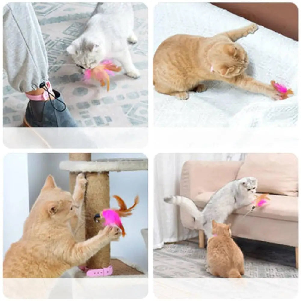 Cat Toys Feather Collar Self-healing Interactive Plaything Funny Cats Stick Multifunctional Collar Kitten Playing Pets Supplies
