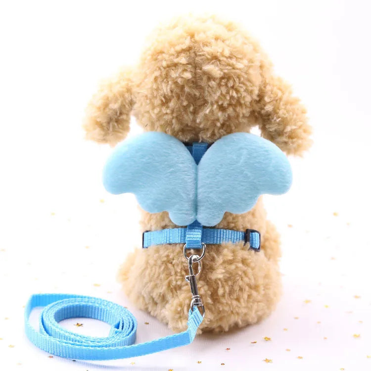 Cute Angel Pet Puppy Dog Leashes And Collars Set Cat Harness 3D Wings Adjustable for Small Medium Dogs Outdoor Walking Supplies