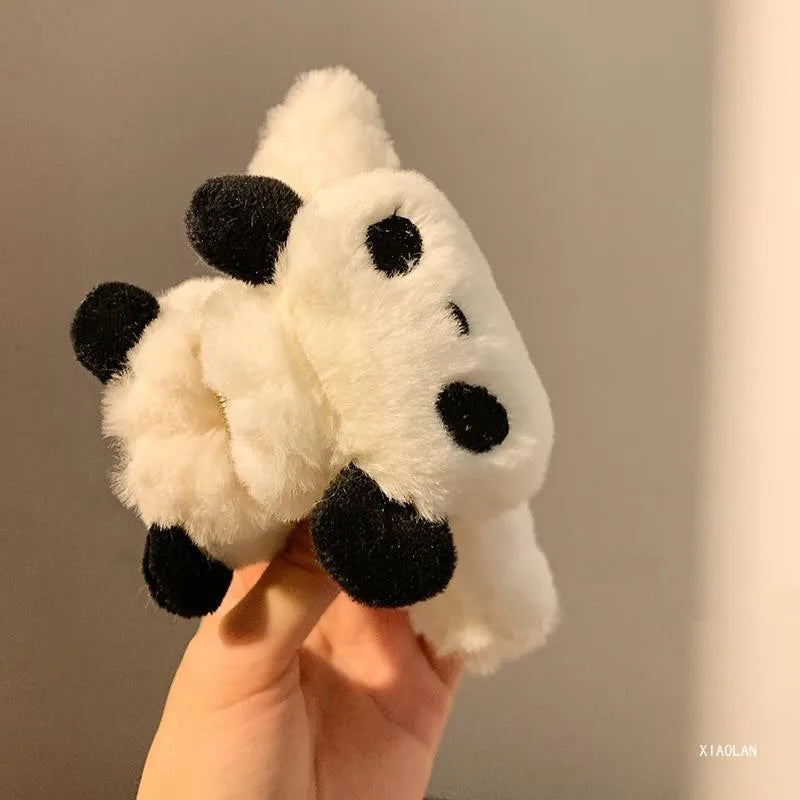 Cute Panda Plush Large Hair Claws Clips Women Girls Winter Ponytail Holder Crab Hair Clamps Barrettes Hairpins Hair Accessories