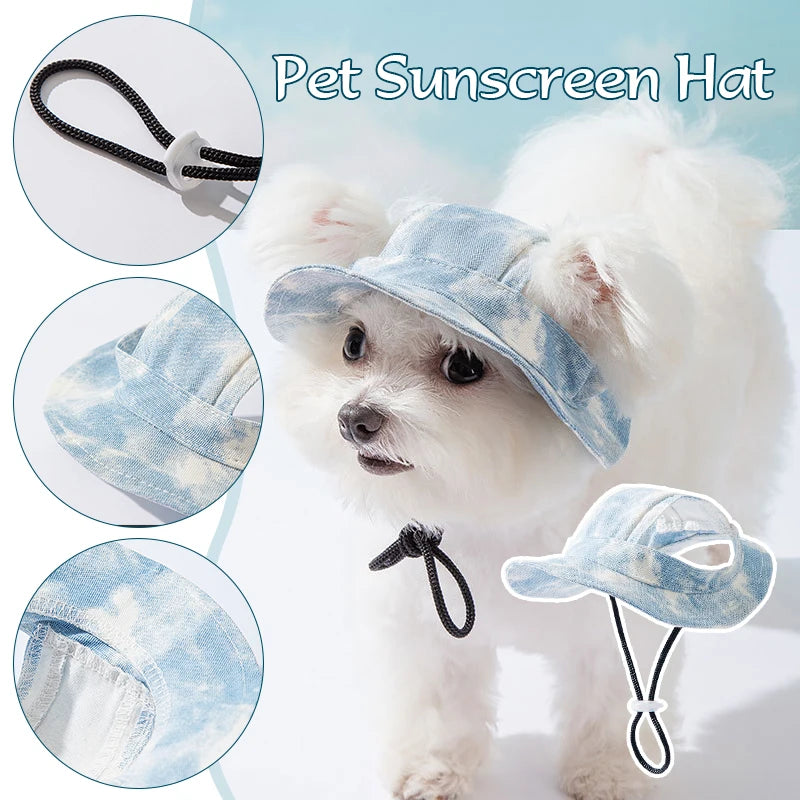 Dog Hat Pet Hat Baseball Hat Summer Canvas Dog Cap Only For Small Pet Dog Cat Outdoor Accessories Adjustable Drawstring New