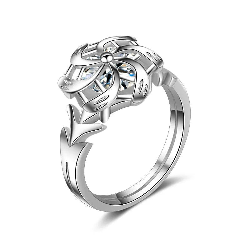 Fashion Silver Color Wedding Ring For Women Men The Galadriel Nenya Windmill Shape Jewelry Christmas Friends Gift