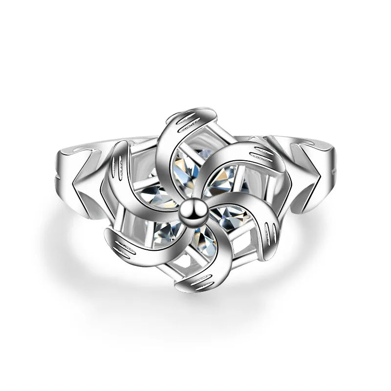 Fashion Silver Color Wedding Ring For Women Men The Galadriel Nenya Windmill Shape Jewelry Christmas Friends Gift