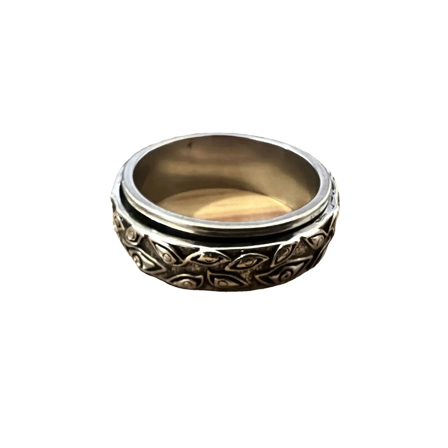 God's Eye Stainless Steel Ring for Men Swivel Vintage Titanium Steel Ring Bracelet Accessory Mens Ring