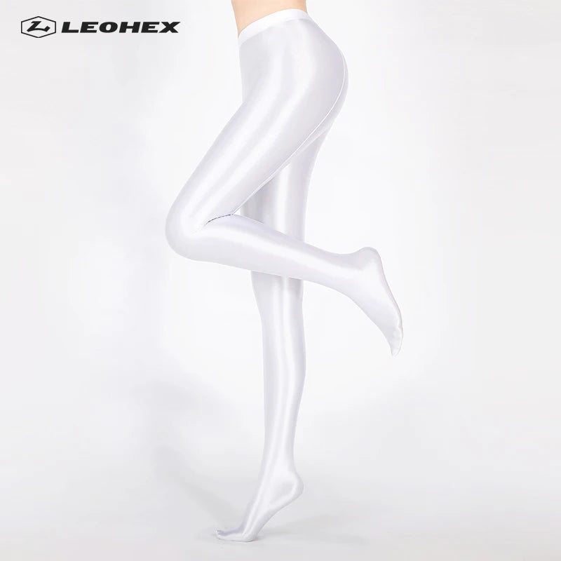 LEOHEX Spandex GLOSSY OPAQUE Pantyhose Shiny high waist Tights Sexy Stockings yoga pants training women sports leggings fitness