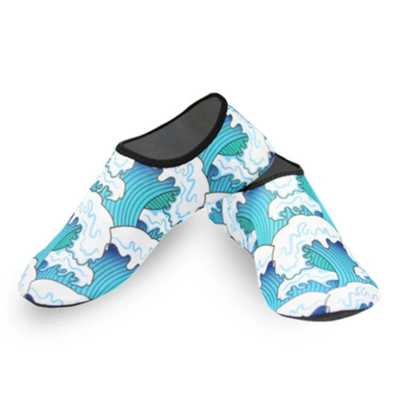 Men Women Kids Water Sport Beach Swimming Socks Thin Multi Prints Anti Slip Fitness Yoga Dance Swim Surf Diving Underwater Shoes