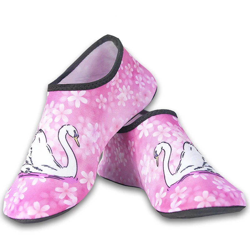 Men Women Kids Water Sport Beach Swimming Socks Thin Multi Prints Anti Slip Fitness Yoga Dance Swim Surf Diving Underwater Shoes