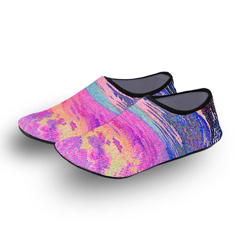 Men Women Kids Water Sport Beach Swimming Socks Thin Multi Prints Anti Slip Fitness Yoga Dance Swim Surf Diving Underwater Shoes