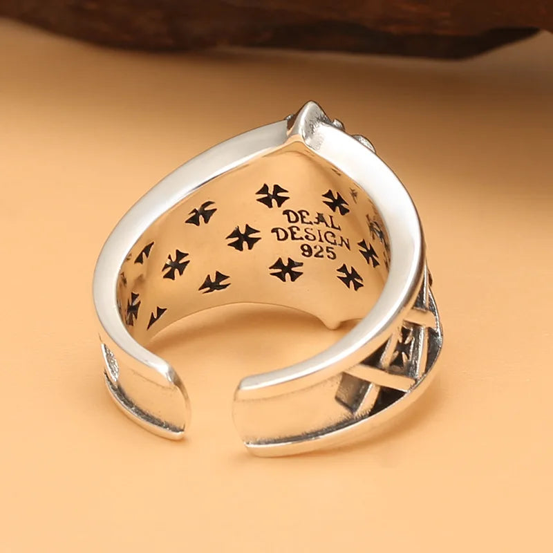 Men's Vintage Opening Punk Wind Anchor Personality Mechanical Hip Hop Trend Thai Silver Single Ring