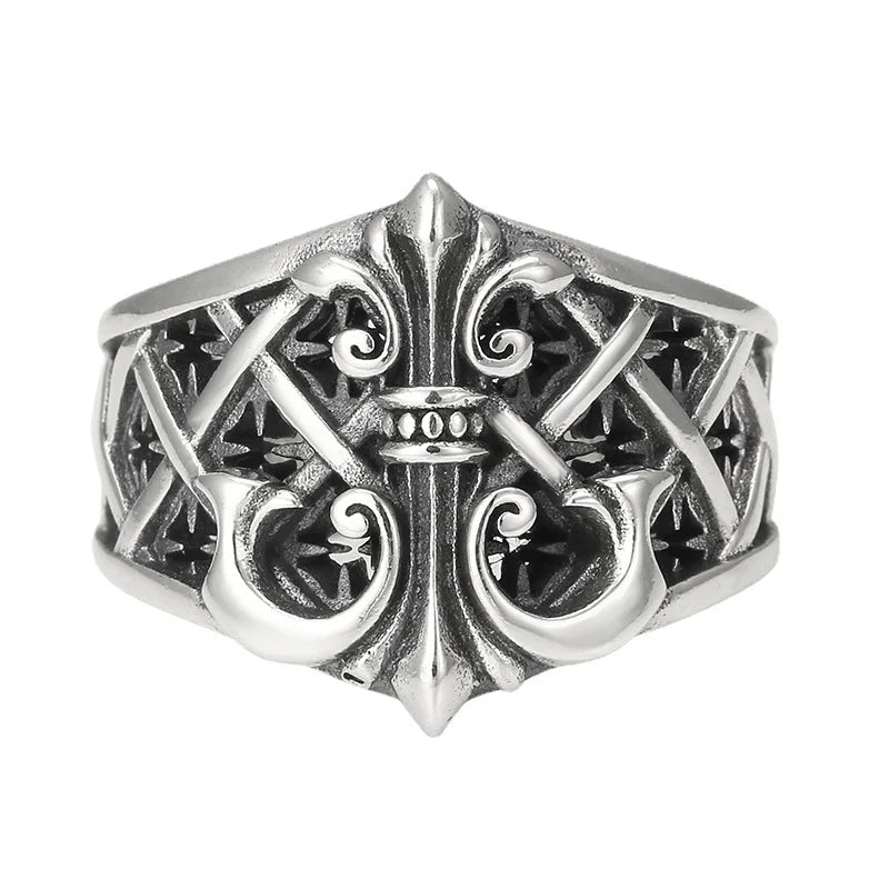Men's Vintage Opening Punk Wind Anchor Personality Mechanical Hip Hop Trend Thai Silver Single Ring