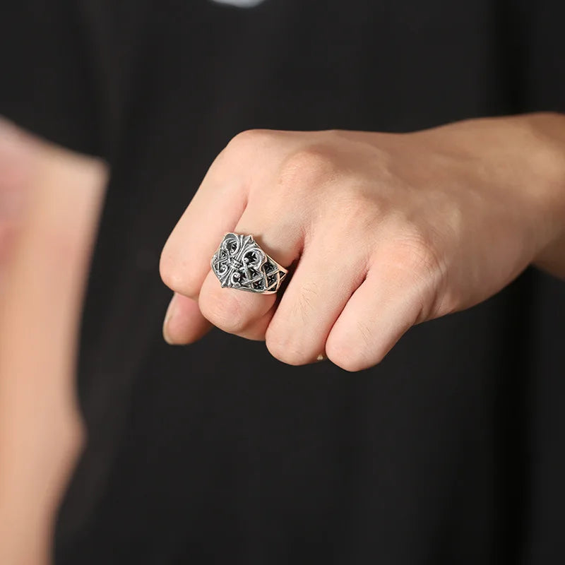 Men's Vintage Opening Punk Wind Anchor Personality Mechanical Hip Hop Trend Thai Silver Single Ring