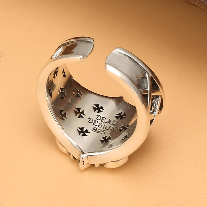 Men's Vintage Opening Punk Wind Anchor Personality Mechanical Hip Hop Trend Thai Silver Single Ring