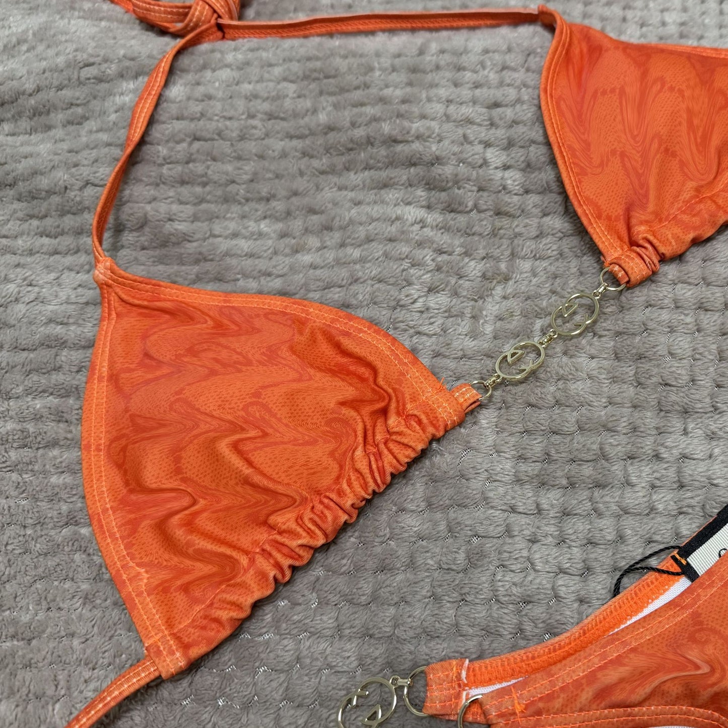 Summer Chain Bikini Set - Geometric Print with Gold Hardware