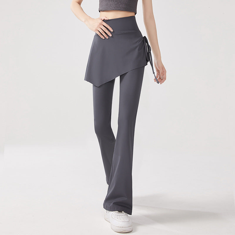 High-Waist Faux Two-Piece Micro-Flare Shark Skort Pants