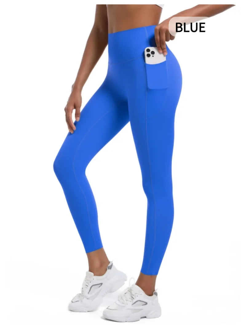 MIML Seamless High-Waist Yoga Pants Women's Slim Fit Running Fitness Trousers with Pockets Nylon Sportswear Butt Lifting 2025
