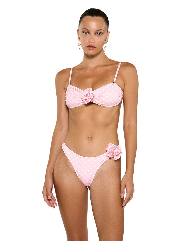 Miyouj Dot Print Swimsuits High Waist Bikinis Women's Bathsuit Push Up Swimwear Sexy Swimsuit 2025 Bathwear Floral Bikini Suits