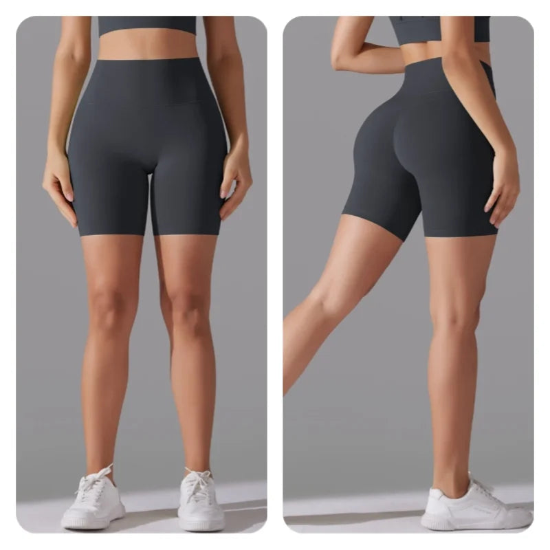 Women's New High Waisted Tight Fitting Three Part Shorts for Sports, Running, Fitness, Yoga, Shorts