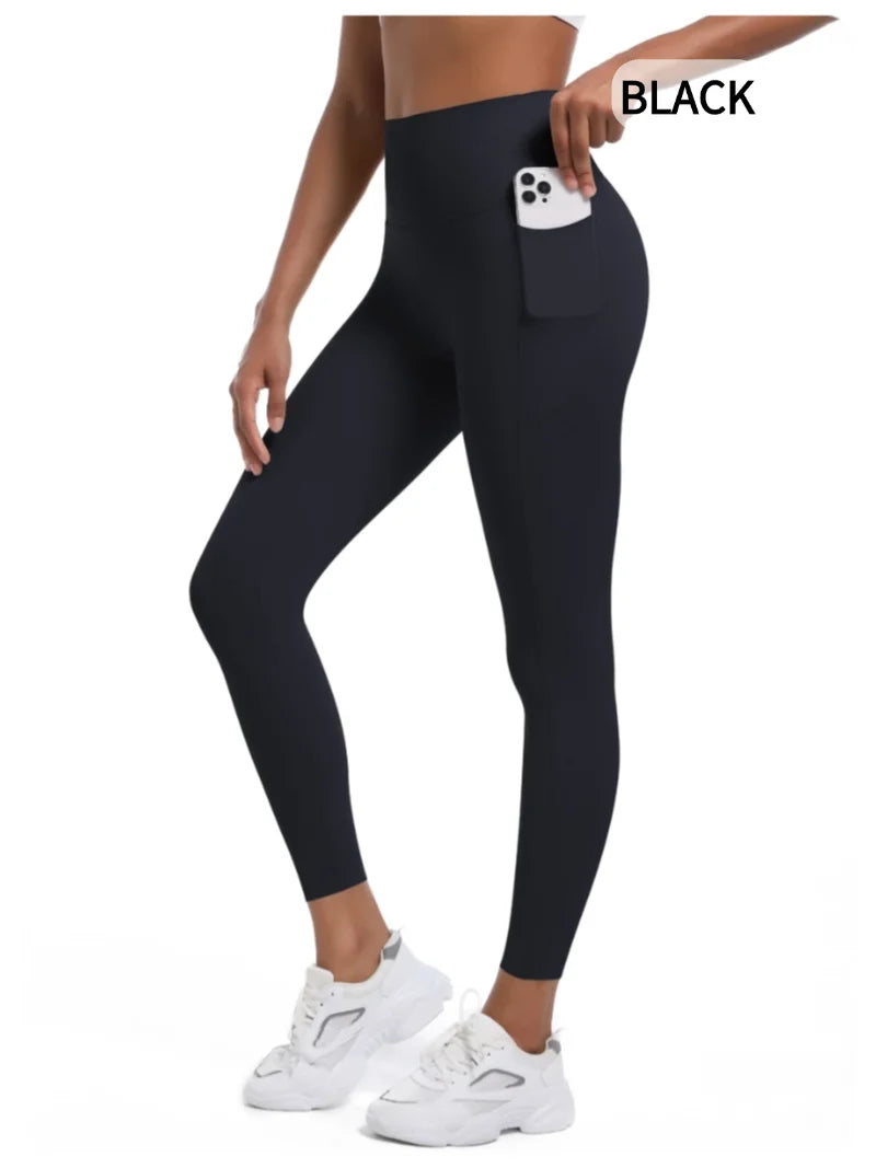 MIML Seamless High-Waist Yoga Pants Women's Slim Fit Running Fitness Trousers with Pockets Nylon Sportswear Butt Lifting 2025