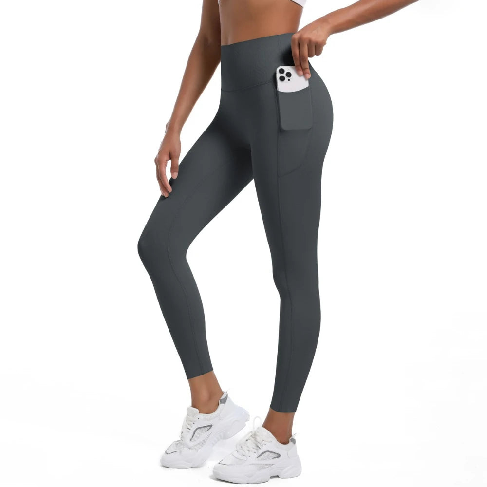 MIML Seamless High-Waist Yoga Pants Women's Slim Fit Running Fitness Trousers with Pockets Nylon Sportswear Butt Lifting 2025