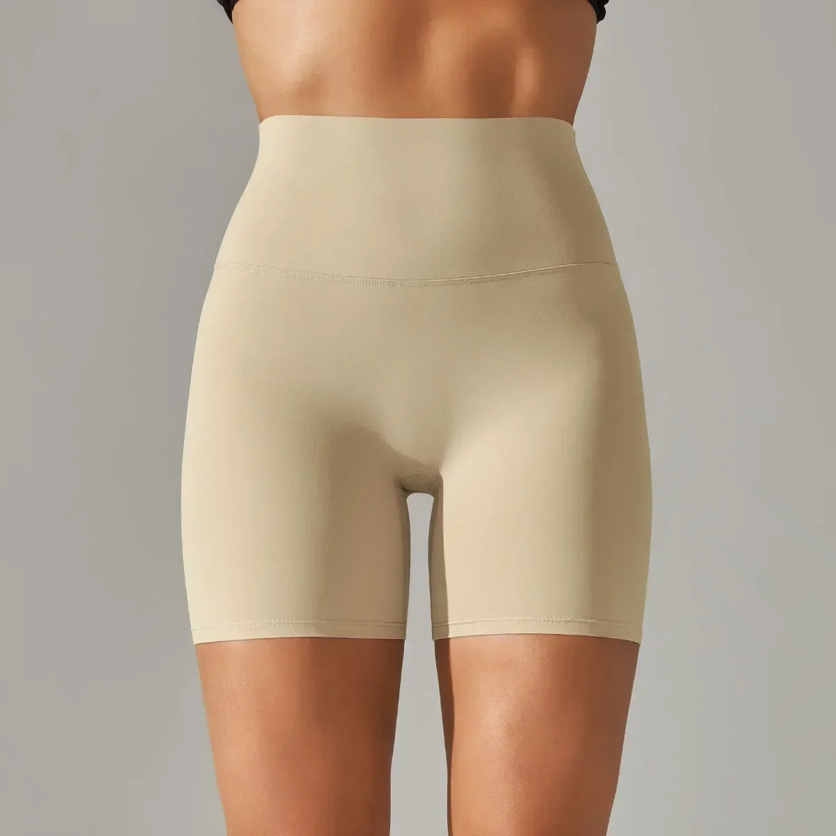 Women's New Style of Brushed Nude Fitness Yoga Shorts, High Waist Slim Fit Peach Hip Three Quarter Pants, Tight Running
