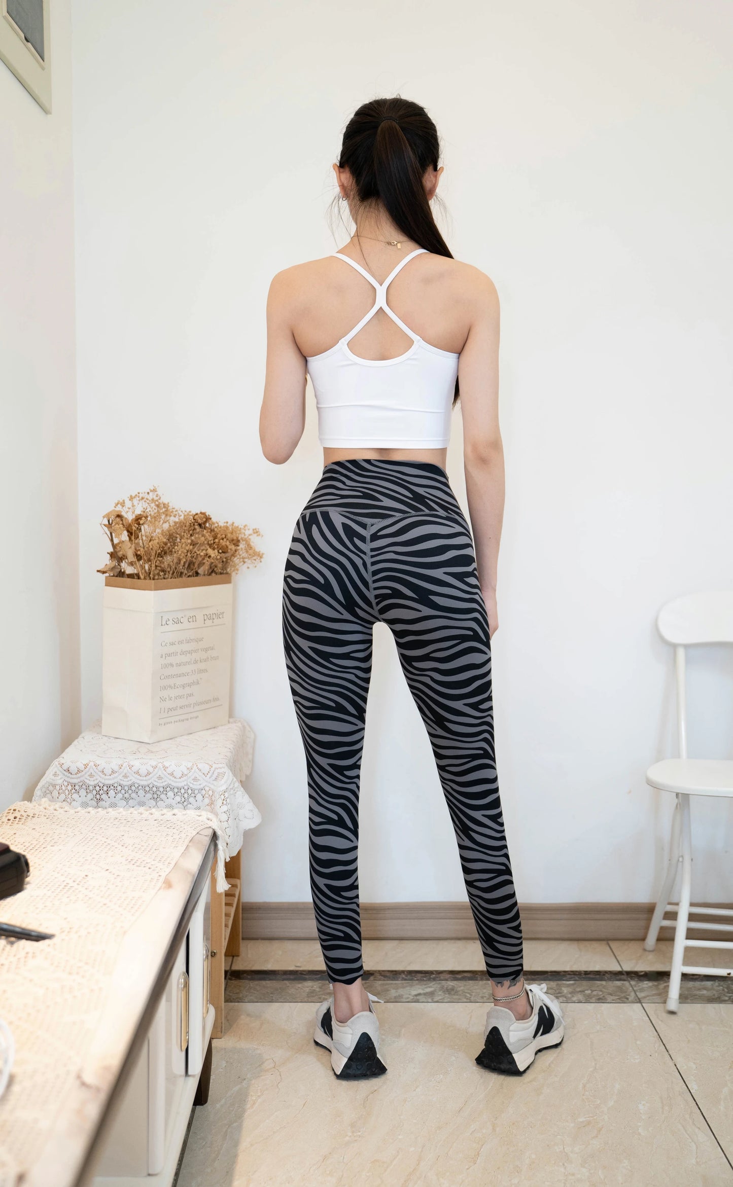 Daimu LIve High Waist Women's Zebra Leggings Stretch Yoga Pants Tights Push Up Fitness Running Sportswear Zebra Yoga Pants