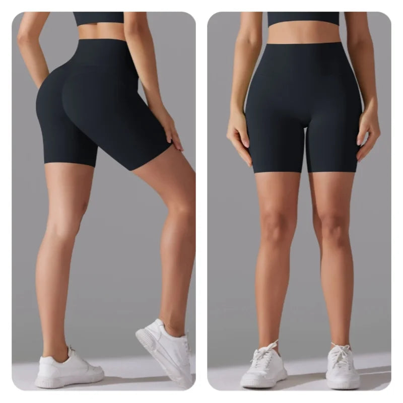 Women's New High Waisted Tight Fitting Three Part Shorts for Sports, Running, Fitness, Yoga, Shorts